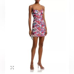 Aqua Floral mesh mini Dress